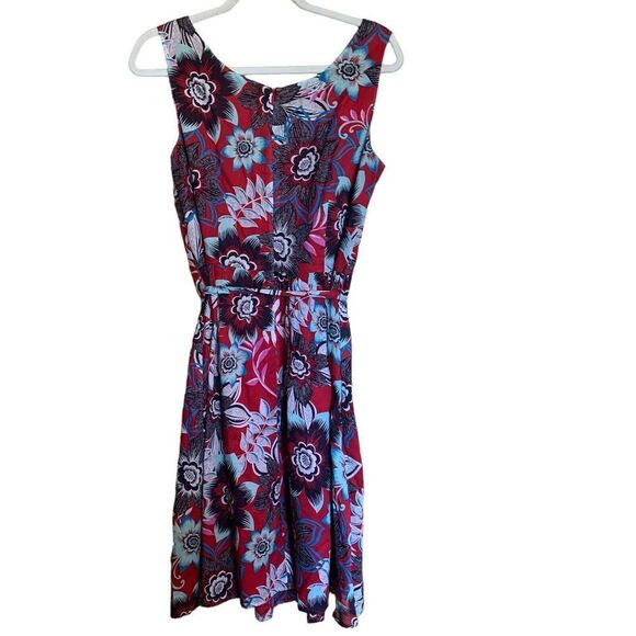 Talbots Dress Womens 10 Multicolor Floral Sleeveless Lined Tie Waist A-Line - Picture 5 of 8